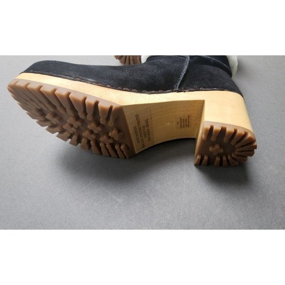 Mia Clogs Suede Ankle Boots Sheepskin Wood Size 9 Jildie - Picture 12 of 16
